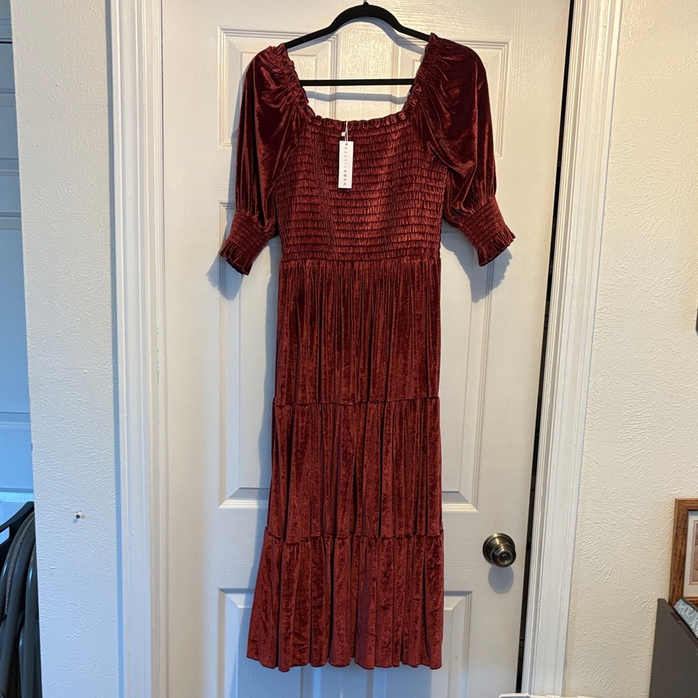 Elegant Red Velvet Dress